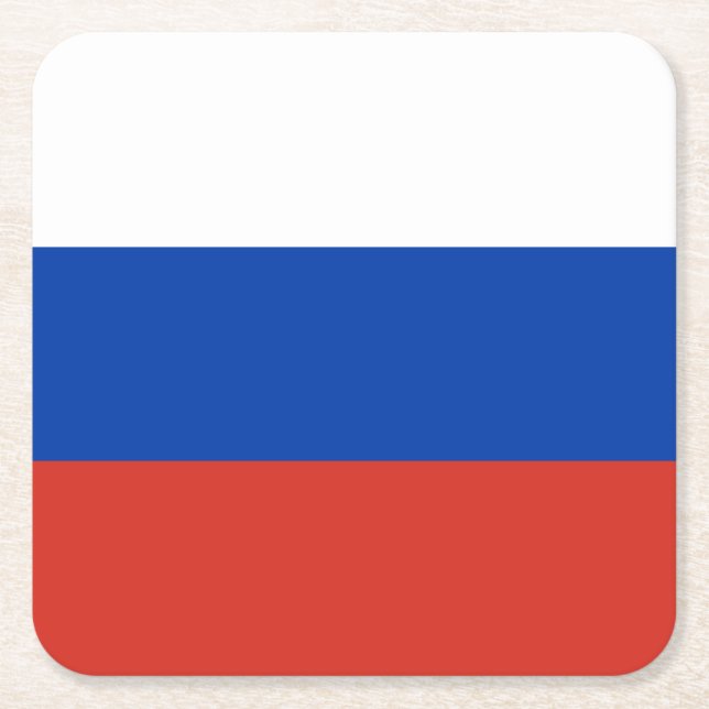 Dessous-de-verre Carré En Papier Drapeau de la Russie (Devant)
