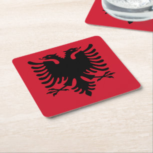 Dessous-de-verre Carré En Papier Drapeau de l'Albanie
