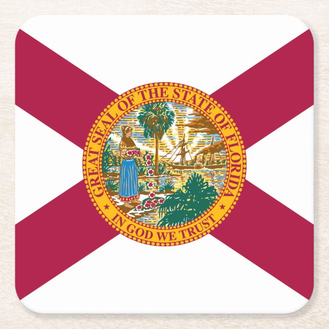 Dessous-de-verre Carré En Papier Drapeau de l'État de Floride (Devant)