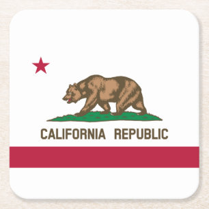 Dessous-de-verre Carré En Papier Drapeau de l'État de la République de Californie