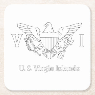 Dessous-de-verre Carré En Papier Drapeau de l'île Vierge des États-Unis Adulte Colo