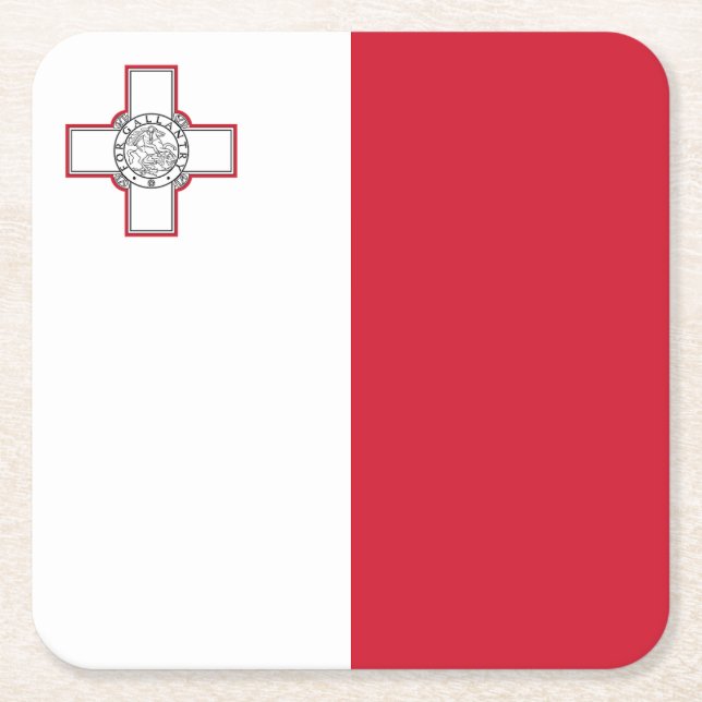 Dessous-de-verre Carré En Papier Drapeau de Malte (Devant)