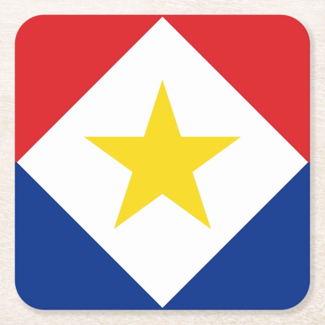 Dessous-de-verre Carré En Papier Drapeau de Saba (Devant)