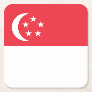 Dessous-de-verre Carré En Papier Drapeau de Singapour