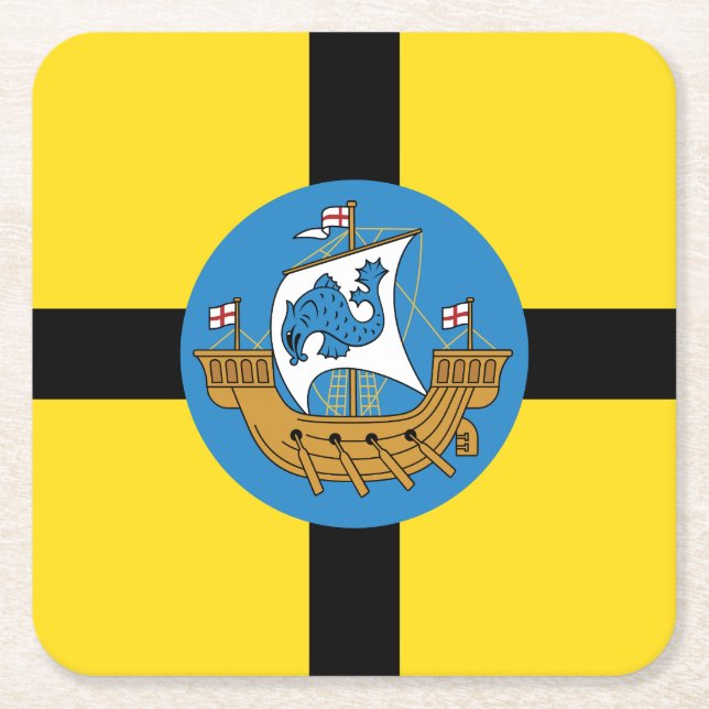 Dessous-de-verre Carré En Papier Drapeau de Wellington City, Nouvelle-Zélande (Devant)