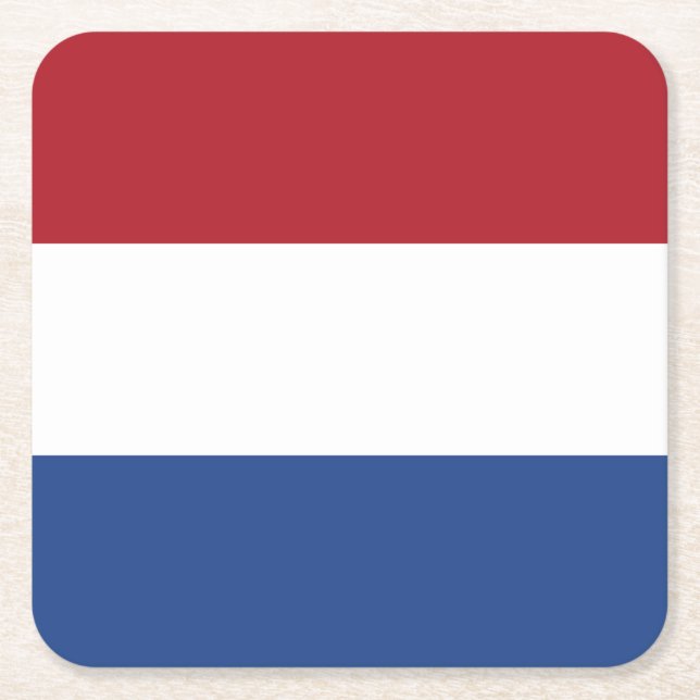 Dessous-de-verre Carré En Papier Drapeau des Pays-Bas (Devant)