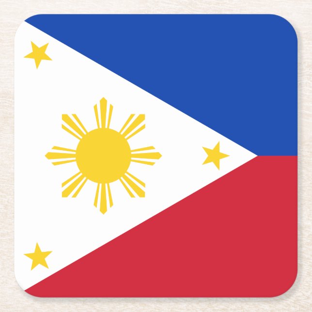 Dessous-de-verre Carré En Papier Drapeau des Philippines (Devant)