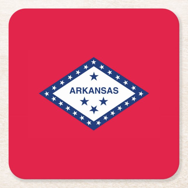 Dessous-de-verre Carré En Papier Drapeau d'État Arkansas (Devant)
