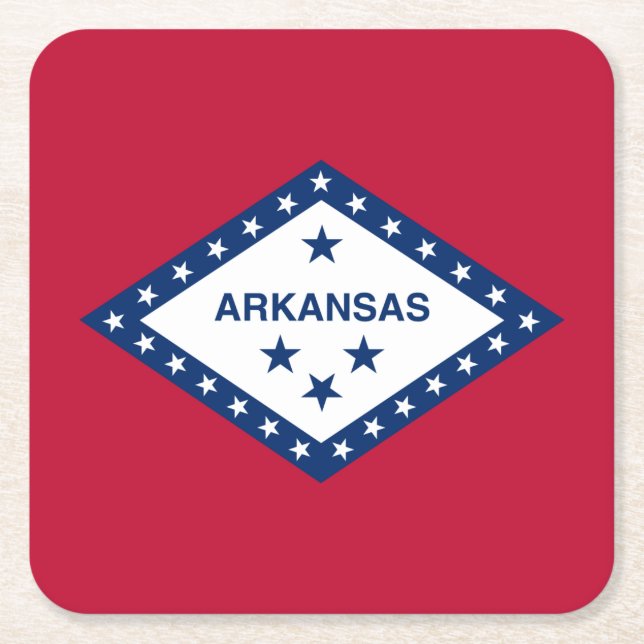 Dessous-de-verre Carré En Papier Drapeau d'État de l'Arkansas (Devant)