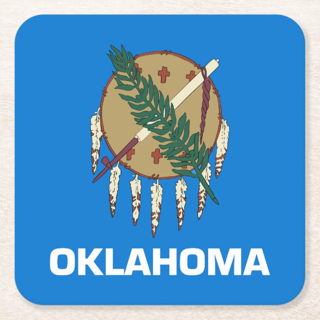 Dessous-de-verre Carré En Papier Drapeau d'État de l'Oklahoma (Devant)