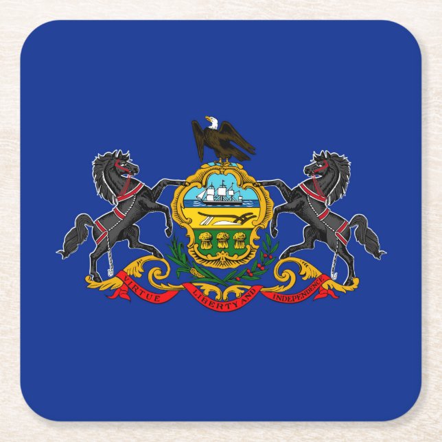 Dessous-de-verre Carré En Papier Drapeau d'État de Pennsylvanie (Devant)