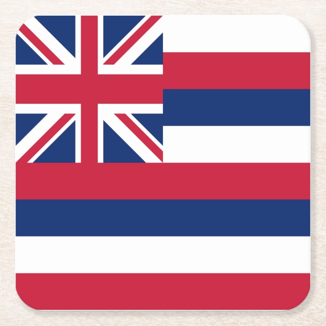 Dessous-de-verre Carré En Papier Drapeau d'État d'Hawaii (Devant)