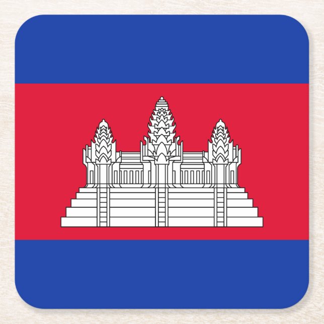Dessous-de-verre Carré En Papier Drapeau du Cambodge patriotique (Devant)
