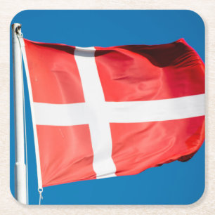 Dessous-de-verre Carré En Papier Drapeau du Danemark