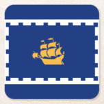 Dessous-de-verre Carré En Papier Drapeau du Dessous de verre papier Carré de Québec<br><div class="desc">Dessous de verre avec le drapeau de Québec,  la capitale de Québec,  Canada. Un drapeau bleu avec un contour blanc et un navire jaune au centre</div>
