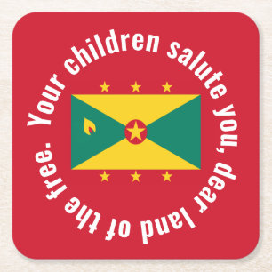 Dessous-de-verre Carré En Papier Drapeau du Guyana Hymne national Rouge Vert Jaune