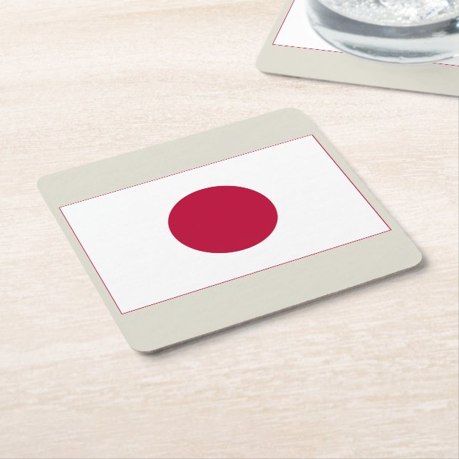 Dessous-de-verre Carré En Papier Drapeau du Japon : Hinomaru, Nisshōki, Red Rising  (Incliné)