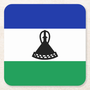 Dessous-de-verre Carré En Papier Drapeau du Lesotho