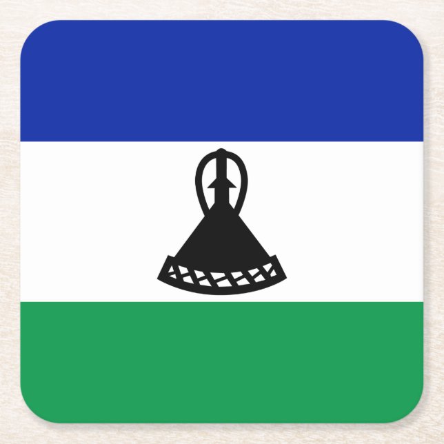 Dessous-de-verre Carré En Papier Drapeau du Lesotho (Devant)