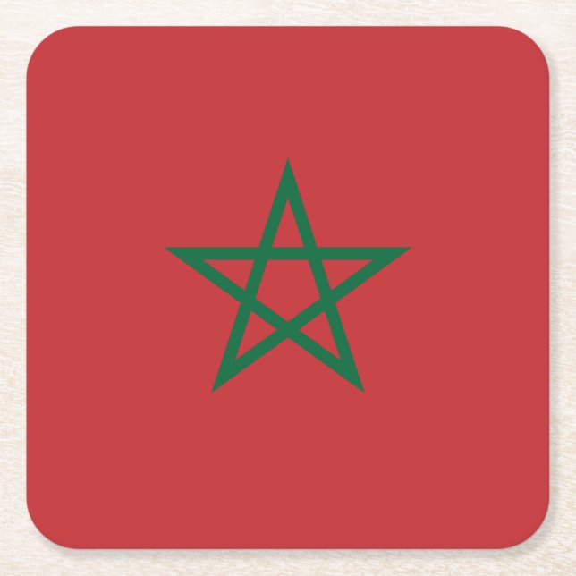 Dessous-de-verre Carré En Papier Drapeau du Maroc (Devant)