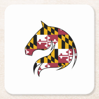 Dessous-de-verre Carré En Papier Drapeau du Maryland Tête de Cheval Papier Joue