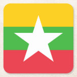Dessous-de-verre Carré En Papier Drapeau du Myanmar<br><div class="desc">Drapeau patriotique du Myanmar.</div>