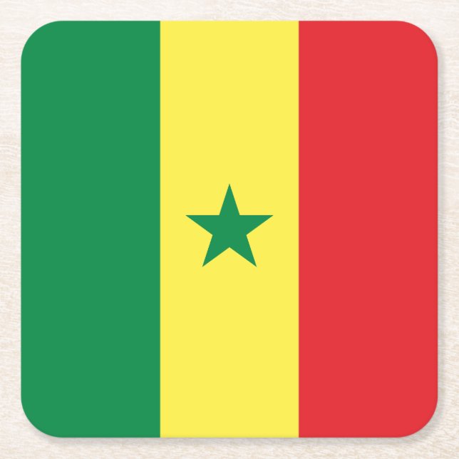 Dessous-de-verre Carré En Papier Drapeau du Sénégal (Devant)