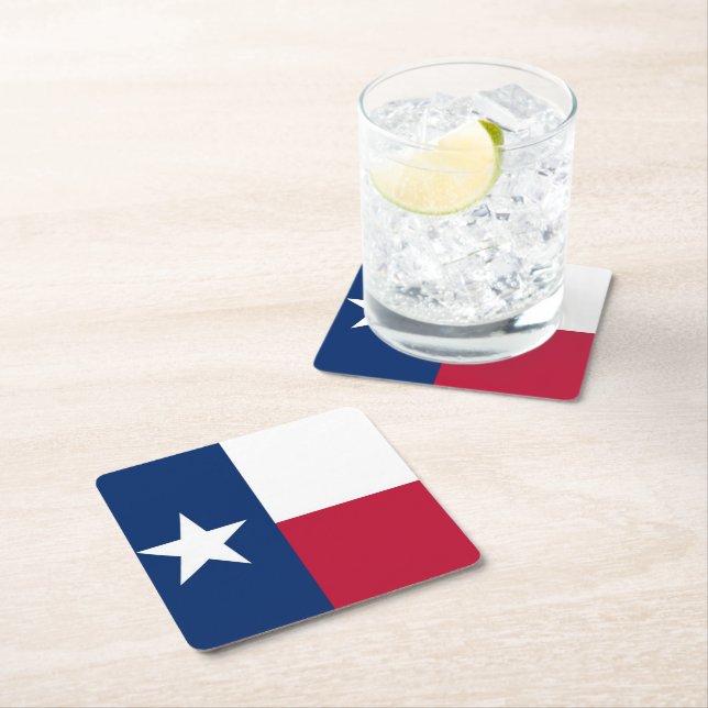 Dessous-de-verre Carré En Papier Drapeau du Texas (En situation)