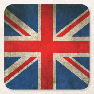Dessous-de-verre Carré En Papier Drapeau d'Union Jack affligé par cru Du R-U