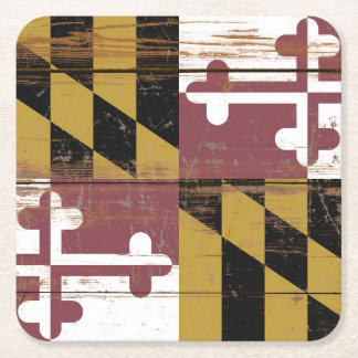 Dessous-de-verre Carré En Papier Drapeau en bois ancien de l'État du Maryland