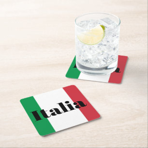Dessous-de-verre Carré En Papier Drapeau Italie Fierté italienne Europe Pays