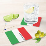 Dessous-de-verre Carré En Papier Drapeau italien en gras simple papier Carré person<br><div class="desc">Transformez votre table avec le Dessous de verre papier Carré personnalisé Simple Bold Italian Flag. Ce design élégant présente fièrement les couleurs vives du drapeau italien, vert, blanc et rouge, tout en ajoutant une touche de touche personnelle. La zone blanche du drapeau est ornée d'un script noir audacieux et élégant...</div>