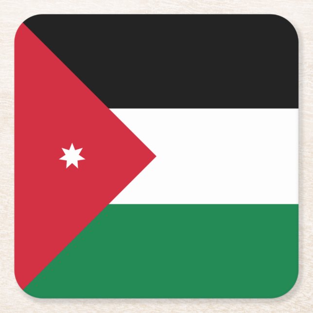 Dessous-de-verre Carré En Papier Drapeau Jordanie (Devant)