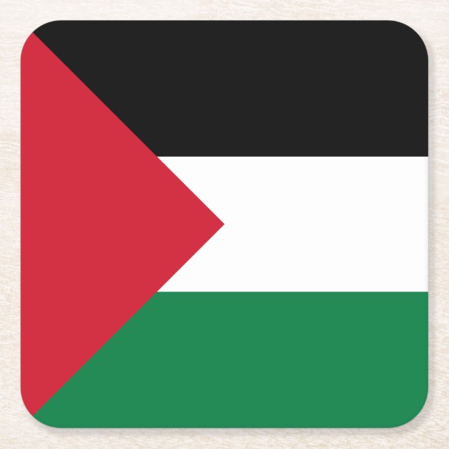 Dessous-de-verre Carré En Papier Drapeau palestinien (Devant)