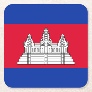 Dessous-de-verre Carré En Papier Drapeau patriotique cambodgien