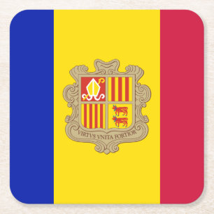 Dessous-de-verre Carré En Papier Drapeau patriotique d'Andorre