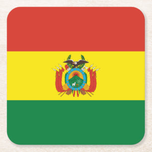 Dessous-de-verre Carré En Papier Drapeau patriotique de Bolivie