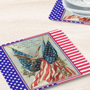 Dessous-de-verre Carré En Papier Drapeau patriotique du quatre juillet Pretty Eagle