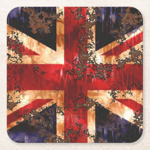 Dessous-de-verre Carré En Papier Drapeau patriotique rouillé du Royaume-Uni