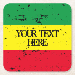 Dessous-de-verre Carré En Papier Drapeau rastafarien reggae musique personnalisée