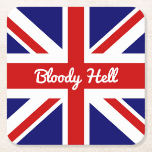 Dessous-de-verre Carré En Papier Drapeau Union Jack avec citation amusante