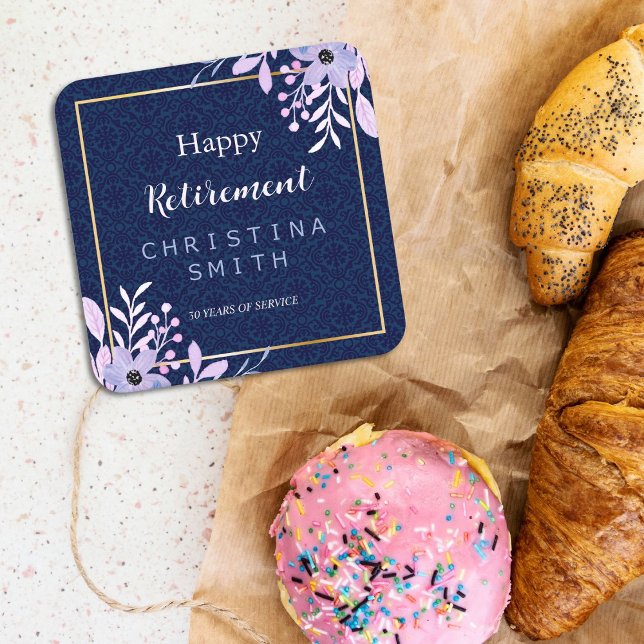 Dessous-de-verre Carré En Papier Dreamy Lilac Pastel Aquarelle Parti de retraite (Dreamy Lilac Pastel Watercolor Retirement Party Square Paper Coaster)