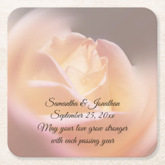 Dessous-de-verre Carré En Papier Dreamy Rose Flower Mariage personnalisé
