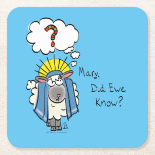 Dessous-de-verre Carré En Papier Drôle chrétien Noël mignon mouton