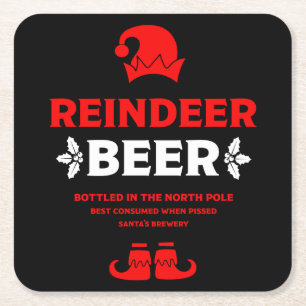 Dessous-de-verre Carré En Papier Drôle Étiquettes de la bière de Noël