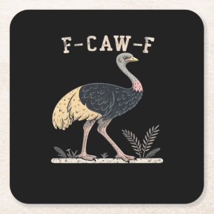 Dessous-de-verre Carré En Papier Drôle F-Caw-F Autruche F-Caw-F Coq Oiseau Corbeau