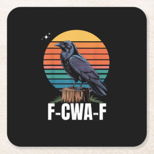 Dessous-de-verre Carré En Papier Drôle F-Caw-F Oiseau Corbeau Corbeau Oiseau Rétro