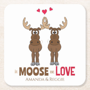 Dessous-de-verre Carré En Papier Drôle Mariage mignon Humour Whimsical Moose Fun