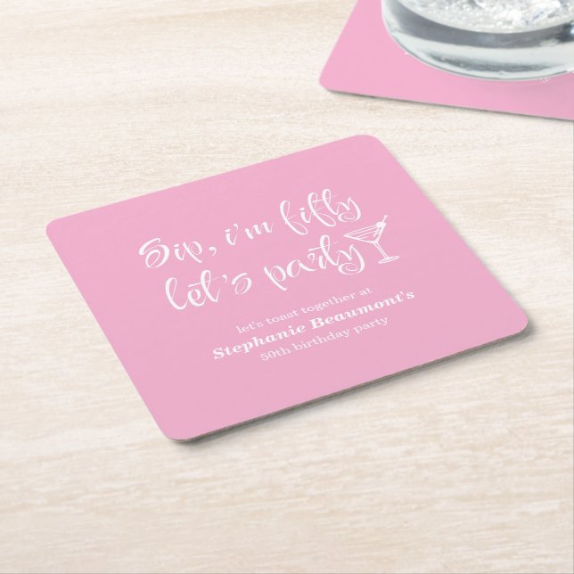 Dessous-de-verre Carré En Papier Drôle Sip moderne Je suis Cinquante Femme 50e anni (Incliné)