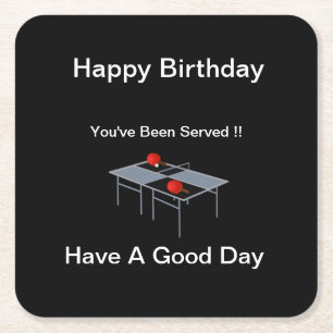 Dessous-de-verre Carré En Papier Drôle Tennis De Table Servi,